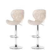 2x Kitchen Bar Stools Beige PE Rattan Swivel Gas Lift Counter Chairs