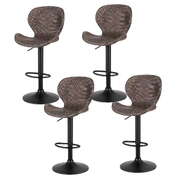 4x Swivel Gas Lift Bar Stools Kitchen Counter Chairs Brown PE Rattan