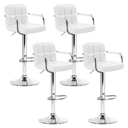  set of 4 Bar Stools Kitchen Swivel Bar Stool PU Leather Gas Lift Chairs White