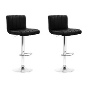 2x Leather Bar Stools Kitchen Chair Bar Stool Black Lana Gas Lift Swivel