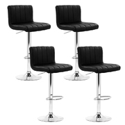  set of PU Leather Bar Stools Kitchen Chair Bar Stool Black Lana Gas Lift Swivel