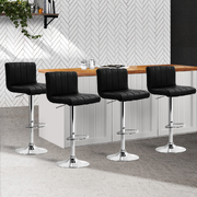  set of PU Leather Bar Stools Kitchen Chair Bar Stool Black Lana Gas Lift Swivel