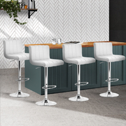  set of 4 PU Leather Bar Stools Kitchen Chairs Bar Stool White Gas Lift Swivel