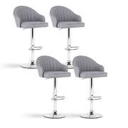 4x bar stools kitchen swivel gas lift counter chair shell leather grey