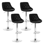  set of 4 Kitchen Bar Stools Swivel Bar Stool PU Leather Gas Lift Chairs Black