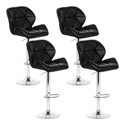  set of 4 Kitchen Bar Stools Swivel Bar Stool PU Leather Gas Lift Chairs Black