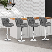 set of 4 Kitchen Bar Stools Swivel Bar Stool PU Leather Gas Lift Chairs Grey