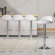4x Bar Stools PU Leather Gas Lift White
