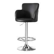 1x Black Counter Bar Stool PU Leather Swivel Adjustable Gas Lift Chair