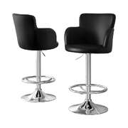 2x Black Bar Stools PU Leather Swivel Adjustable Gas Lift Counter Chairs