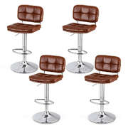 4x bar stools kitchen swivel gas lift counter chair tuft pu leather brown