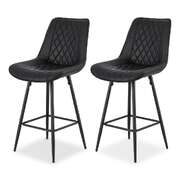 2x bar stools kitchen dining chair counter stool diamond pu leather black