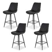 4x bar stools kitchen dining chair counter stool diamond pu leather black