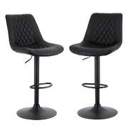 2x bar stools kitchen swivel gas lift counter chair diamond leather black