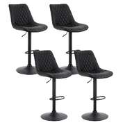 4x bar stools kitchen swivel gas lift counter chair diamond leather black