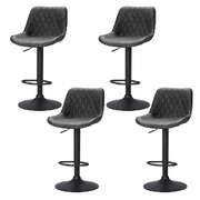 4X Bar Stools Gas Lift Vintage Leather Black