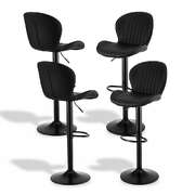 4x Bar Stools Kitchen Swivel Gas Lift Counter Chair Shell Leather Black