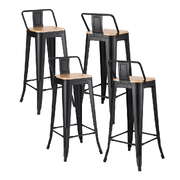 4x bar stools kitchen counter high chair dining stackable metal black