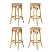 4X Bar Stoosl Rattan Seat Wooden