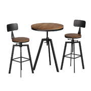 Bar Table and Stools Set Dining Desk Industrial Kitchen Chairs Cafe Pub