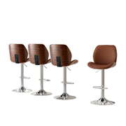 Bar Stool Bentwood Adjustable Kitchen Counter Chair Leather Brown 4 Pack