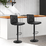 2x Bar Stools Kitchen Dining Chairs Gas Lift Stool Leather Black