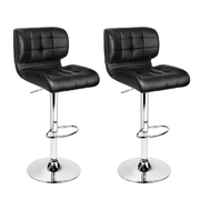 Set of 2 PU Leather Gas Lift Bar Stools - Black