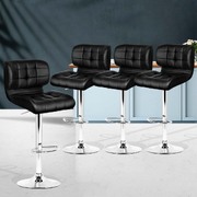  set of 4 Bar Stools PU Leather Chrome Kitchen Bar Stool Chairs Gas Lift Black