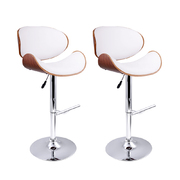 Set of 2 Wooden Gas Lift  Bar Stools - White