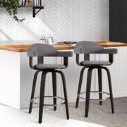 2x Bar Stools Wooden Swivel Bar Stool Kitchen Dining Chair Wood Grey