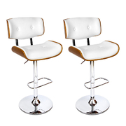  set of 2 Wooden Bar Stools Bar Stool Kitchen Chair Dining White Pad Gas Lift