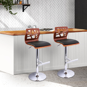 Set of 2 Wooden Gas Lift Bar Stools - Black