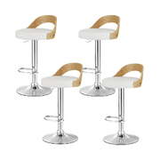 4X Bar Stools Adjustable Leather Padded White
