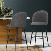 Set Of 2 Bar Stools Kitchen Dining Chair Stool Chairs Sherpa Boucle Charcoal
