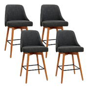  set of 4 Wooden Bar Stools Swivel Bar Stool Kitchen Dining Chairs Cafe Charcoal