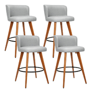 set of 4 Wooden Bar Stools Modern Bar Stool Kitchen Dining Chairs Cafe Grey