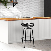 1x Kitchen Bar Stools Tractor Stool Chairs Industrial Vintage Retro Swivel Barstools Metal Black