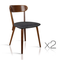 Artiss Set of 2 Wooden Dining Chairs - Charcoal