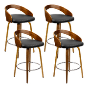  set of 4 Wooden Bar Stools Swivel Bar Stool Kitchen Dining Chairs Wood Black