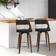 2xWooden Bar Stools Swivel Bar Stool Kitchen Dining Chair Cafe Black 76cm