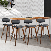  set of 4 Wooden Bar Stools Kitchen Bar Stool Dining Chair Cafe Wood Black