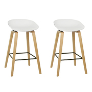 Set of 2 Wooden Backless Bar Stools - White