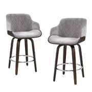 4X Bar Stools Swivel Velvet Padded Wooden