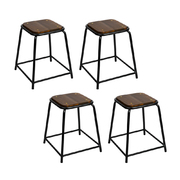 Set of 4 Pine Wood Bar Stools - Black