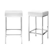 4x Bar Stools Leather Padded Metal White Stylish
