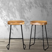 4x Bar Stools Tractor Seat 65cm Wooden