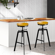 2x Vintage Bar Stools Kitchen Stool Industrial Barstools Metal Swivel