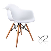 Artiss Set of 2 Beech Wood Dining Chairs - White