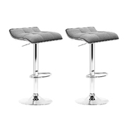 2x Fabric Bar Stools Swivel Bar Stool Dining Chairs Gas Lift Kitchen Grey