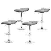 4x Bar Stools Linen Padded Gas Lift Adjustable Height Modern